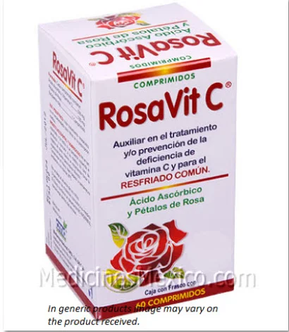 Vitamin C and Roses Ascorbic Acid  Generic 500/100 mg 60 Tabs